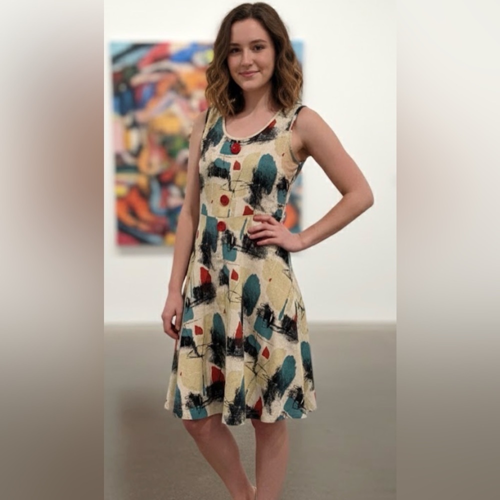 Effie’s Heart Abstract Print Pinup Fashion Fit And Flare Dress Size S